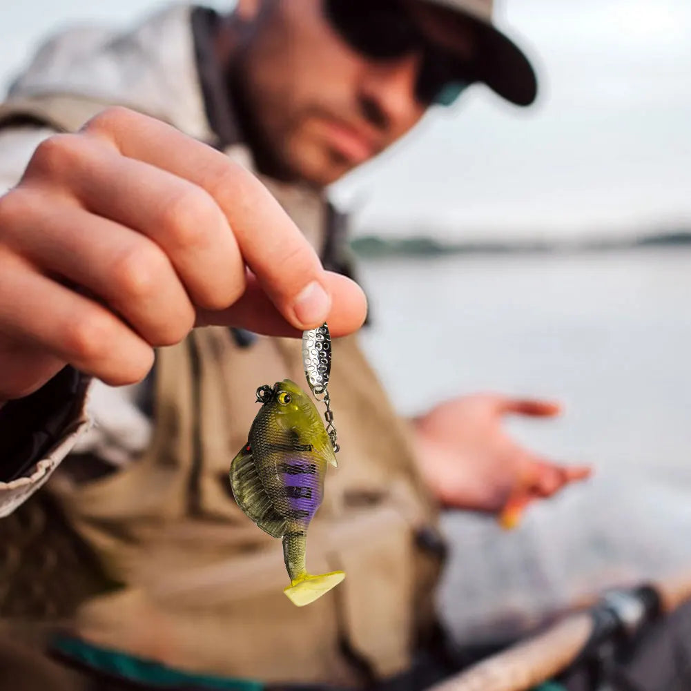 5pcs Jumping Soft Bait 6cm 10.5g Soft Fishing Lures with Hook Spinner Sequins Wobblers Fishing Bait for Freshwater Saltwater