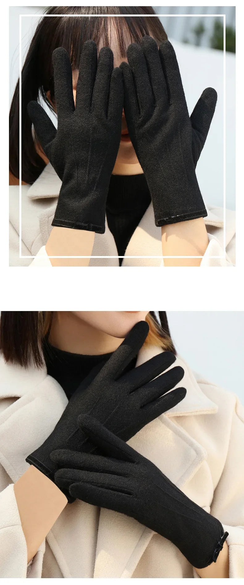 New Winter Women Keep Warm Touch Screen Elegant Simple Cashmere Gloves High Quality Elasticity Thickened Soft
