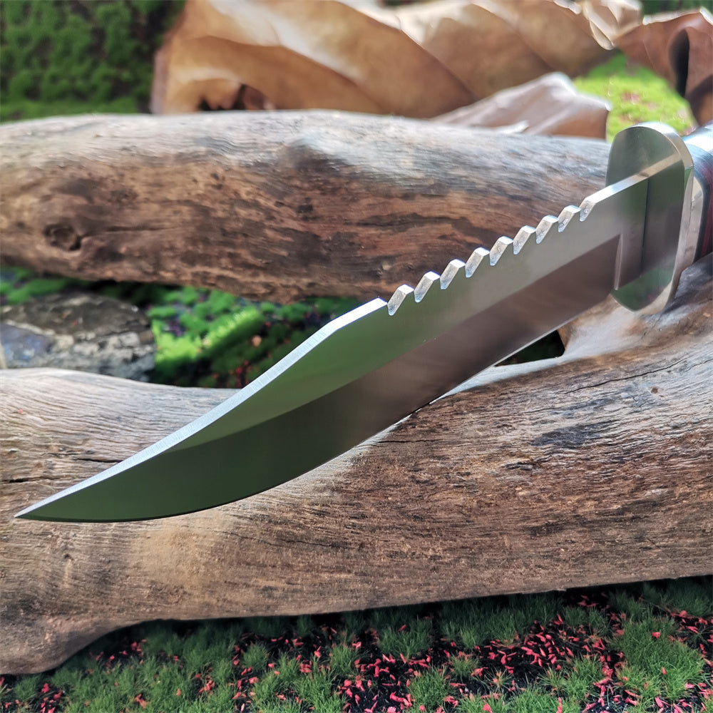 High-Quality 8CR15Mov Steel Blade Hunting Knife with Wooden Handle - Sharp and Reliable Straight Knife with Oxford Cloth Cover