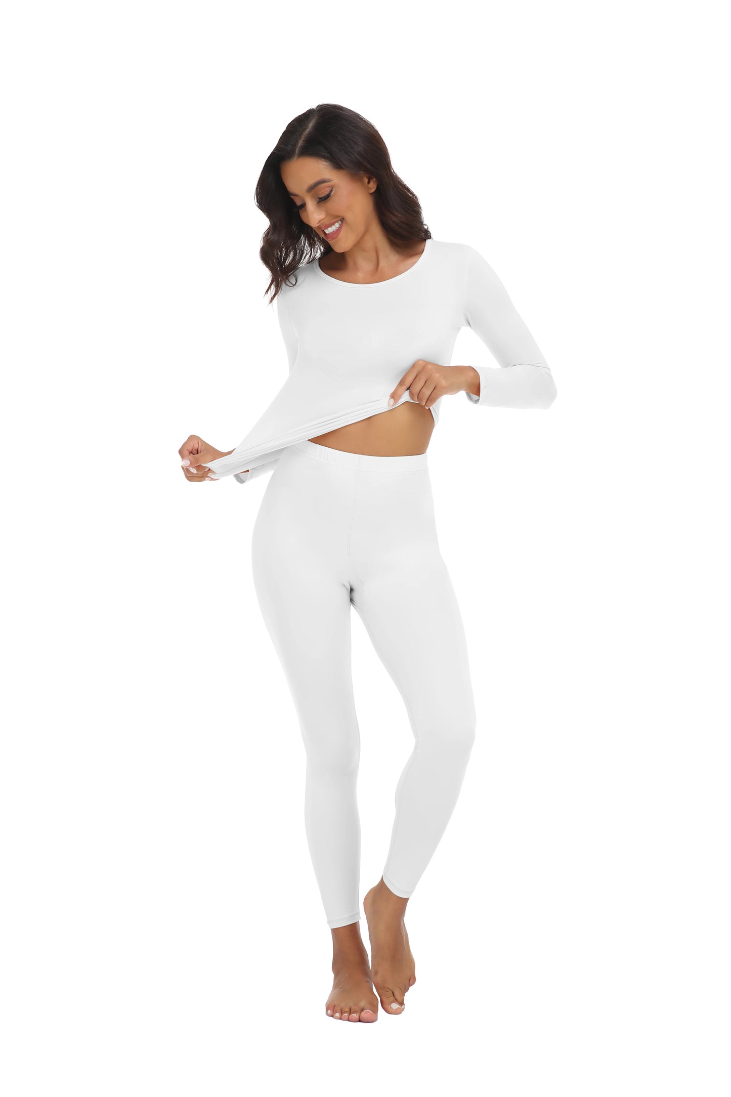 Women Thermal Underwear Set Long Johns Base Layer Set Warm Top Bottom for Winter Soft Round neck Lingerie Keep Warm Base Layer