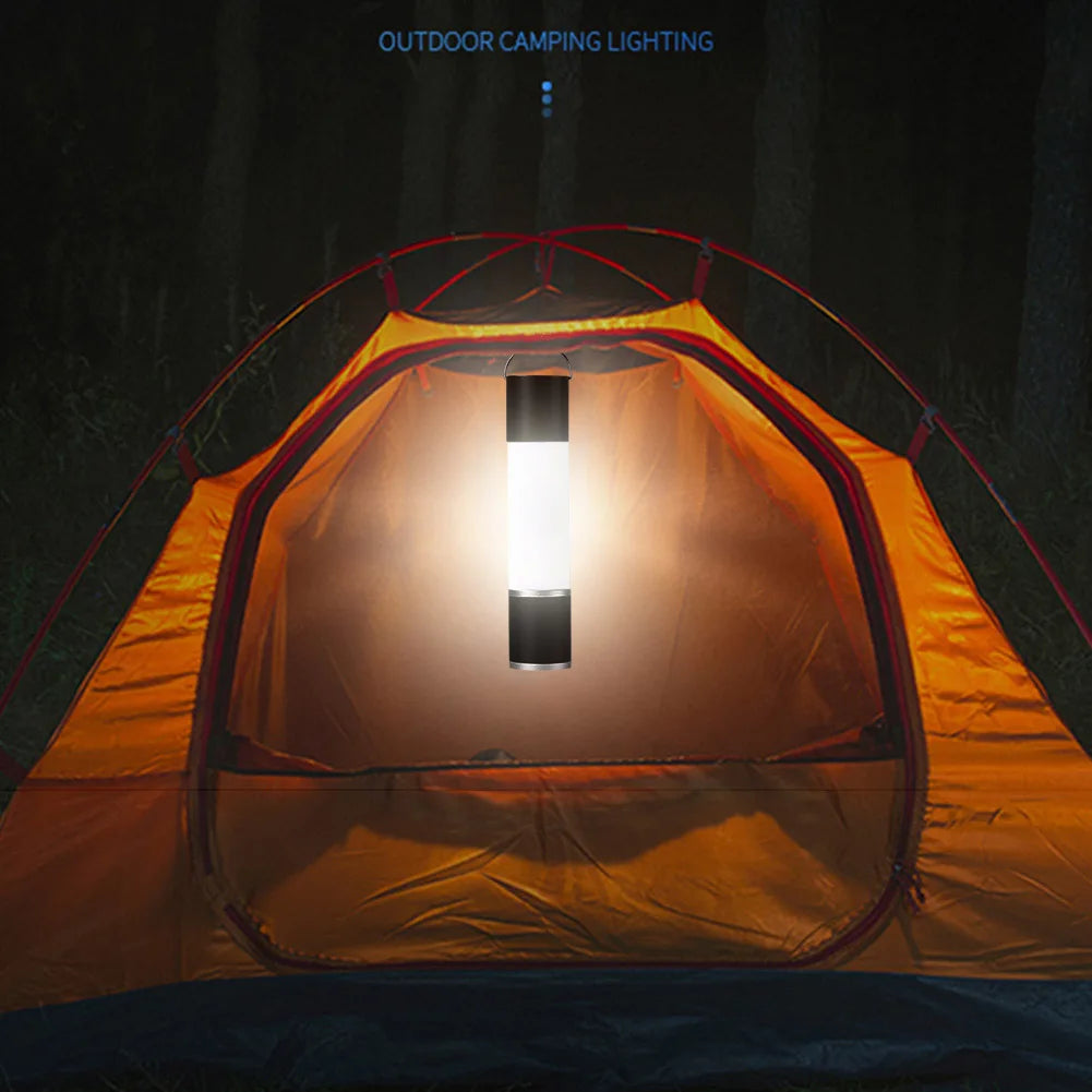 Outdoor Camping LED Telescopic Flashlight with Tripod Nuts Multifunctional Rechargeable Retractable Torch Light Table Lamp