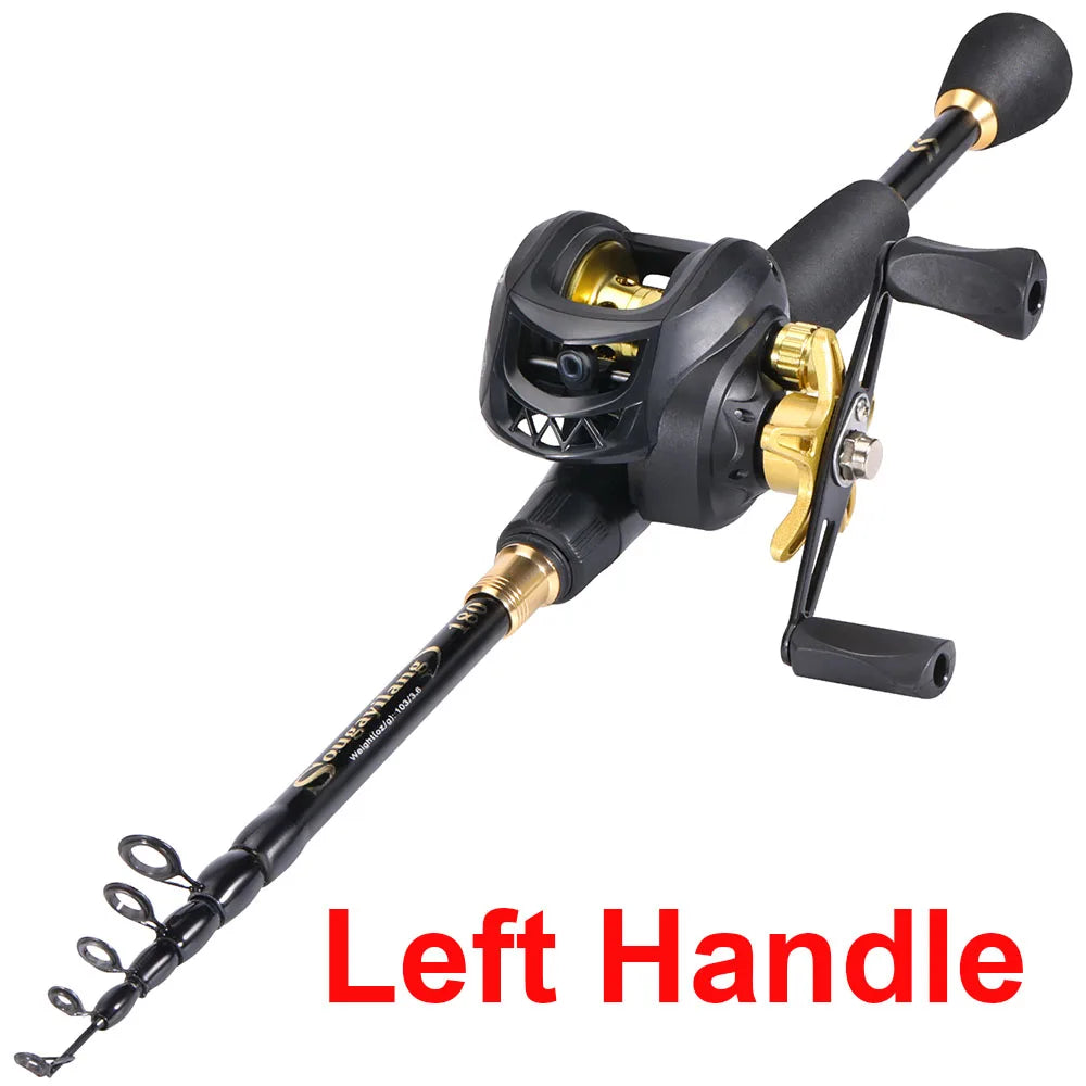 Sougayilang 1.8-2.4m Casting Fishing Combo Telescopic Fishing Rod and 7.2:1 High Speed Fishing Reel with Freshwater FishingPesca