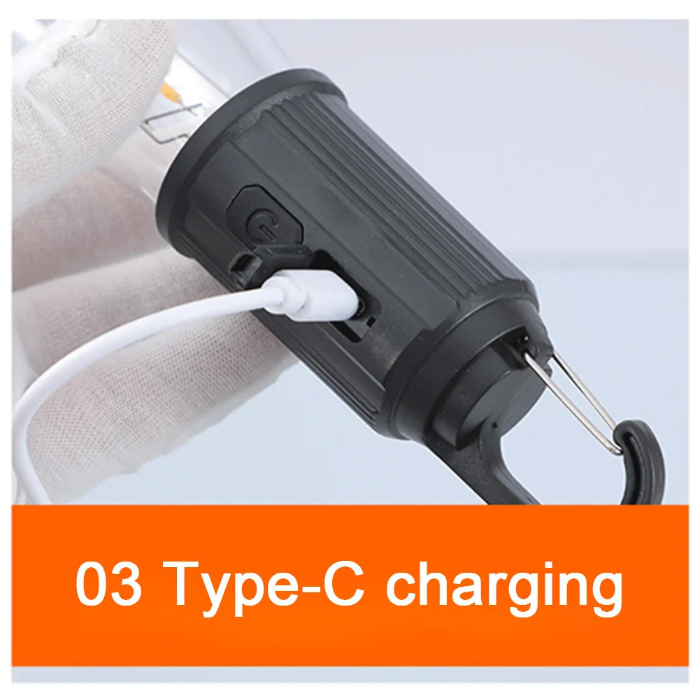 LED Camping Lamp with Hook 400mAh Outdoor Camping Hanging Lamp Waterproof Type C Charging Hanging Tent Lights for Hiking Fishing