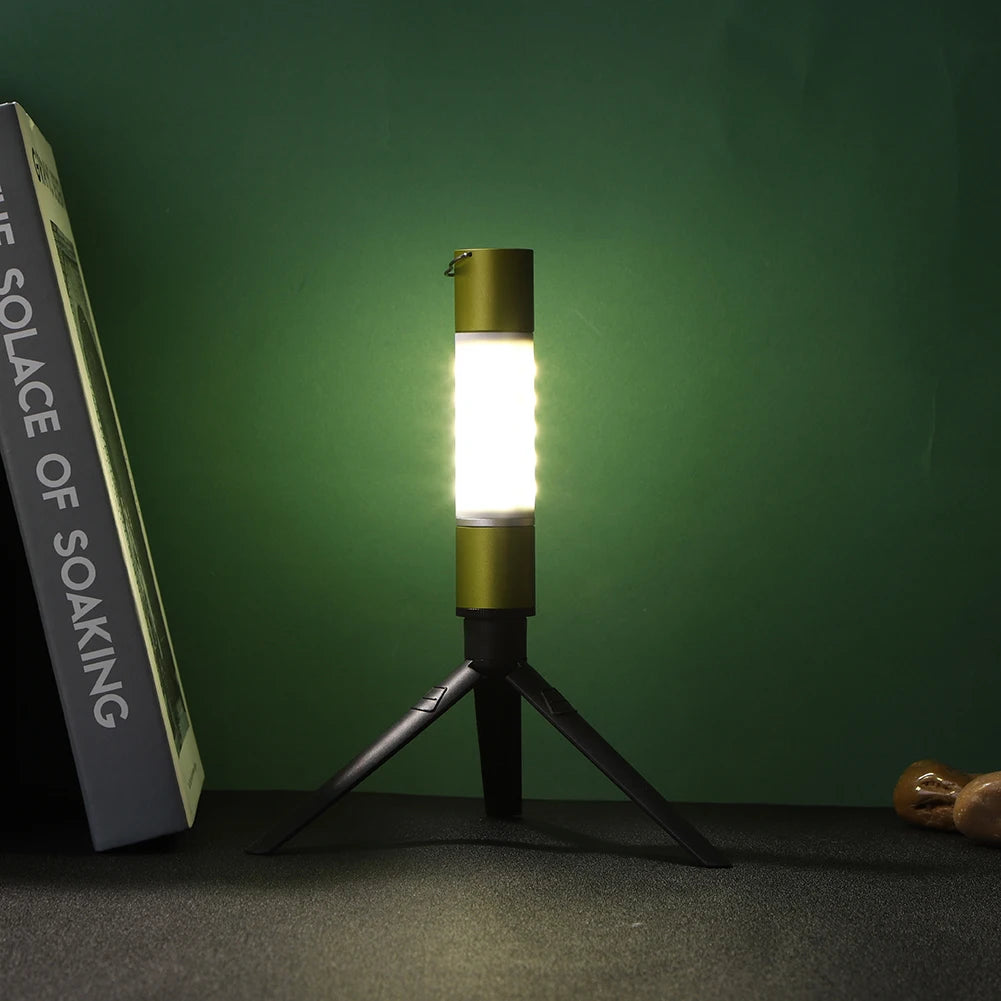 Outdoor Camping LED Telescopic Flashlight with Tripod Nuts Multifunctional Rechargeable Retractable Torch Light Table Lamp
