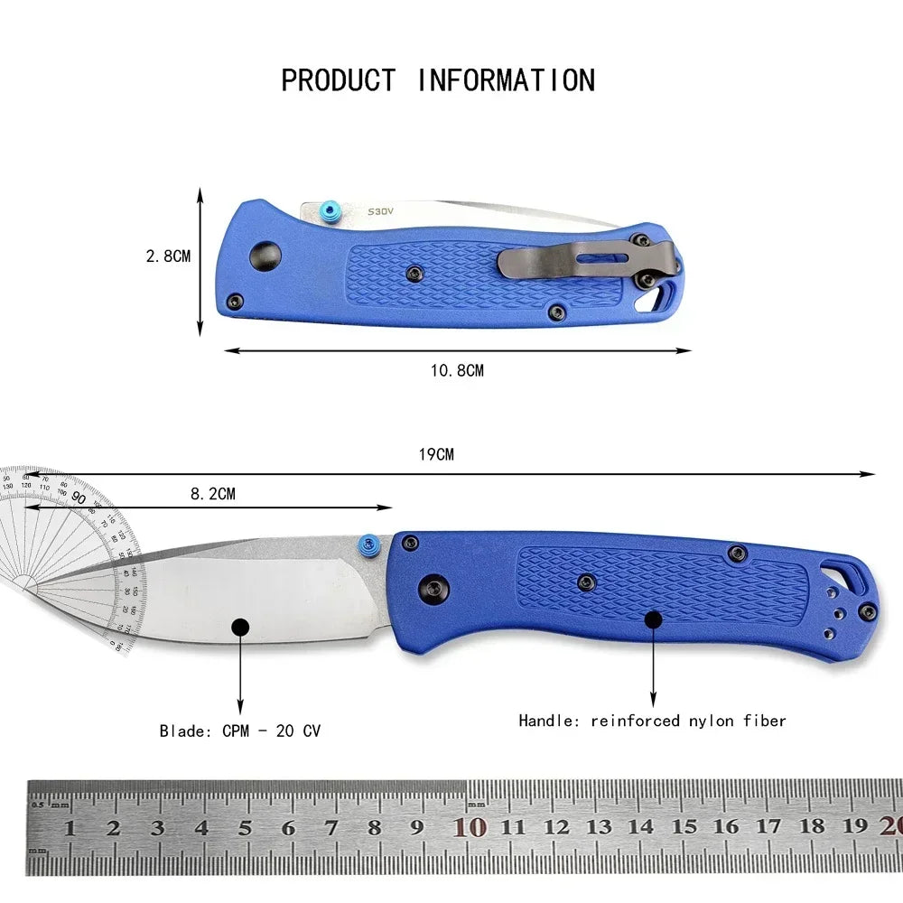 BM 535 G10/ Nylon Fiber Handle Pocket EDC Folding Knife Drop Point Blade Outdoor Utility Survival Camping Hunting Knife