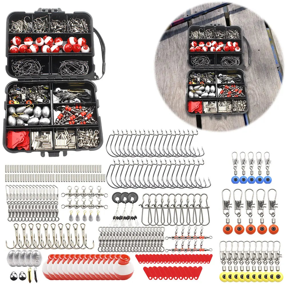267pcs Fishing Tools Accessories Kit Set Including Box Fish Hooks Bait Parts Sinkers Fishing Gear Set Fishing Gifts for Men