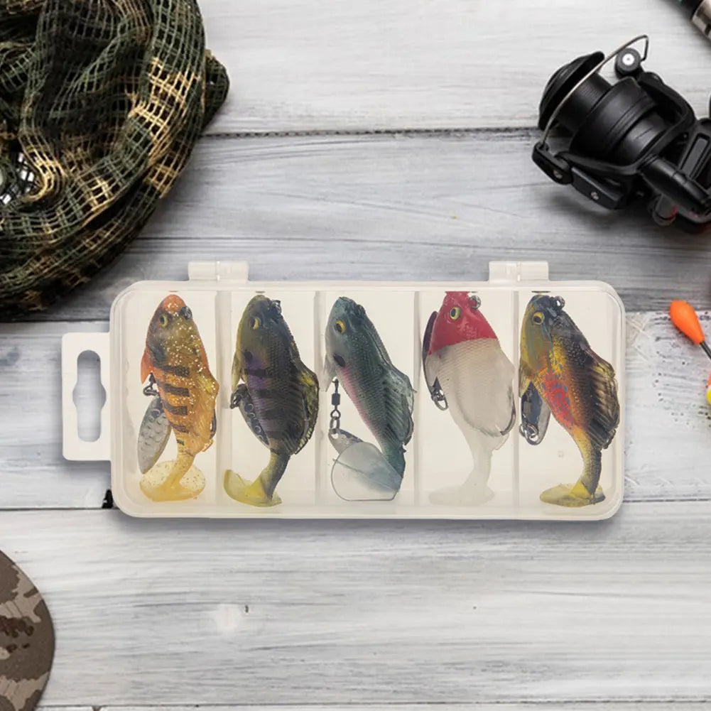 5pcs Jumping Soft Bait 6cm 10.5g Soft Fishing Lures with Hook Spinner Sequins Wobblers Fishing Bait for Freshwater Saltwater