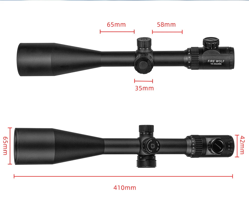 Fire Wolf 10-40X56 AOE Hunting Scopes Side Wheel Parallax Adjustment Optics Riflescope Red Green Dot Sight For Scopes