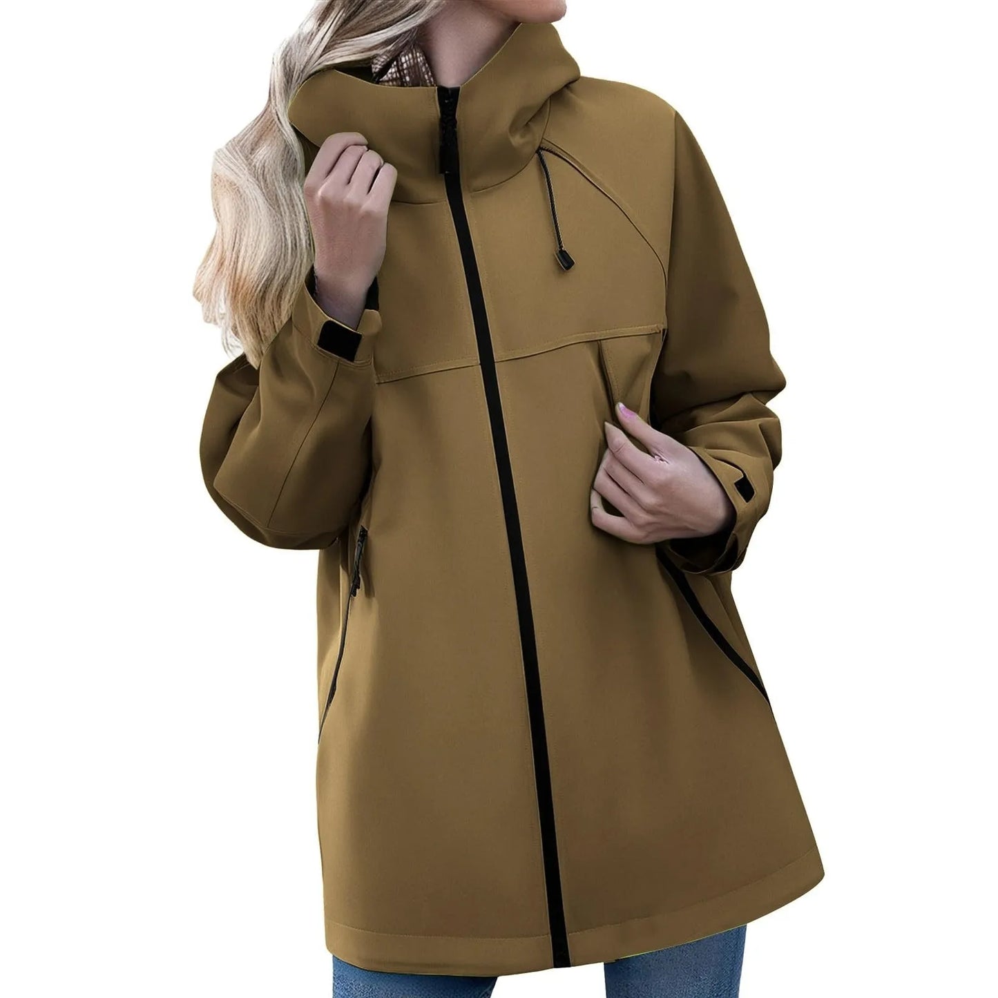 Women'S Solid Color Long Sleeved Hooded Outdoor Suit Windproof And Thin Jacket Spring Autumn Women Solid Color Sweatshirt Coat