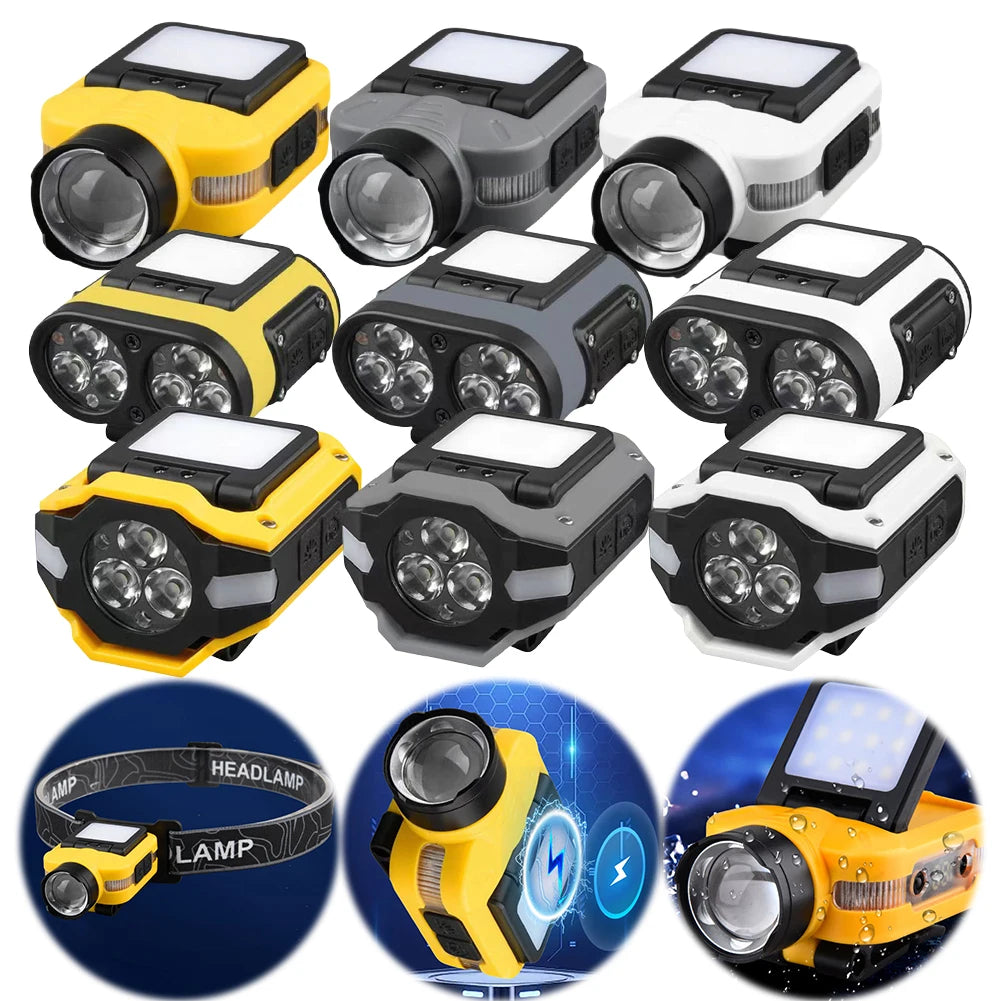 Sensor COB LED Headlamp USB Rechargeable Head Torch Flashlight Built-in Battery Super Bright Torch for Outdoor Fishing Camping