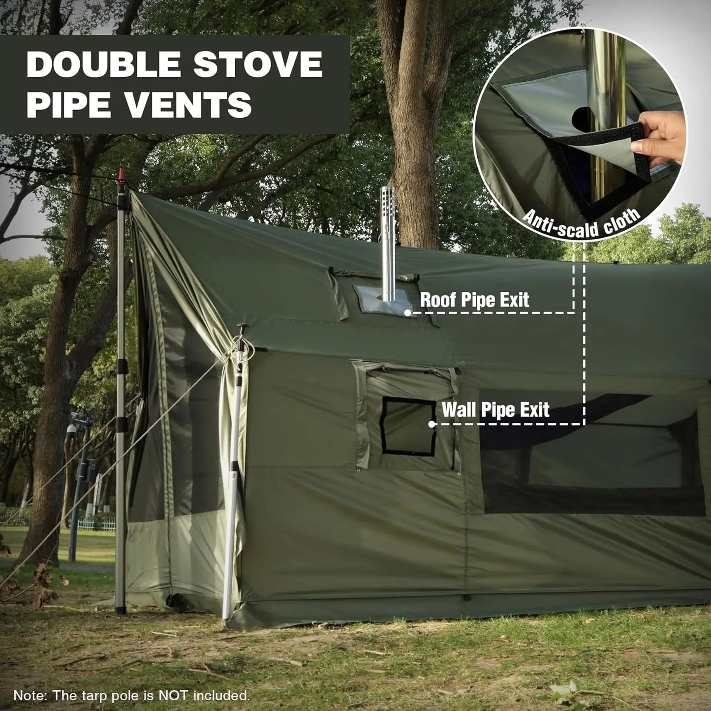 Bug Tents for Camping, Portable Screen House for Hammock with Mosquito Netting, 6 Windropes & 12 Stakes, Screen Tent for