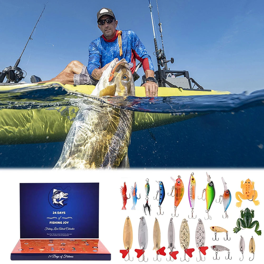 Christmas Fishing Lures Advent Calendar Creative Fishing Lures Set Calendar Box Festival Theme Xmas Surprise Gift for Fisher