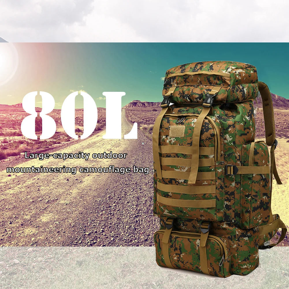 80L/600D Hiking Camping Backpack Mountaineering Bag Climb Bag Tactical Backpacks arge Backpack Waterproof Climbing Rucksack