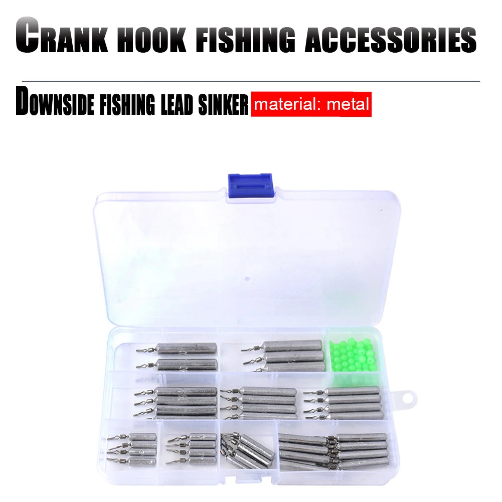 90pcs/Lot Fishing Weights Replacement Slim Drop Shot Weights Multiple Sizes Drop Shot Fishing Tools with Storage Box