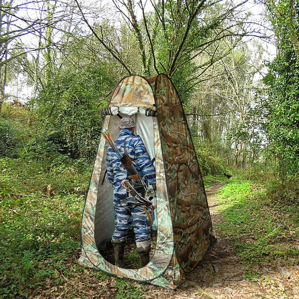 Portable 1-Person Camouflage Hunting Blind with Zipper Windows, Compact Outdoor Deer Hunting Tent