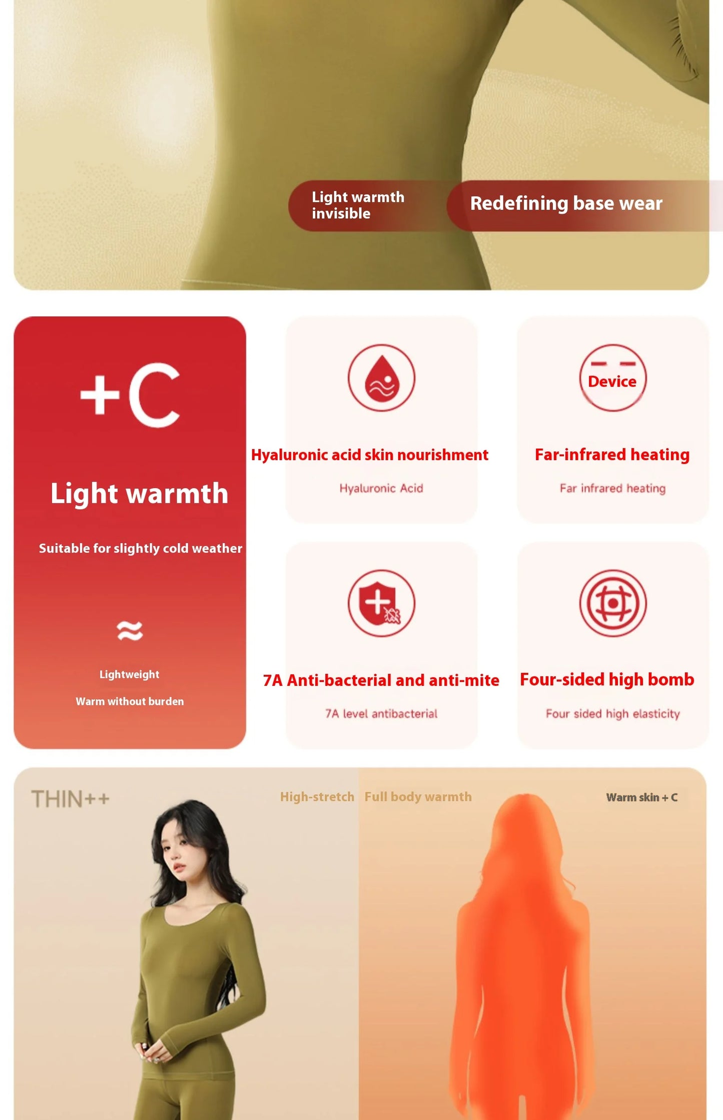 Women Warm Thermal Underwear Ultra Thin Traceless Long Sleeves Clothes High Elastic Set Black Tech Constant Temperature Lingerie