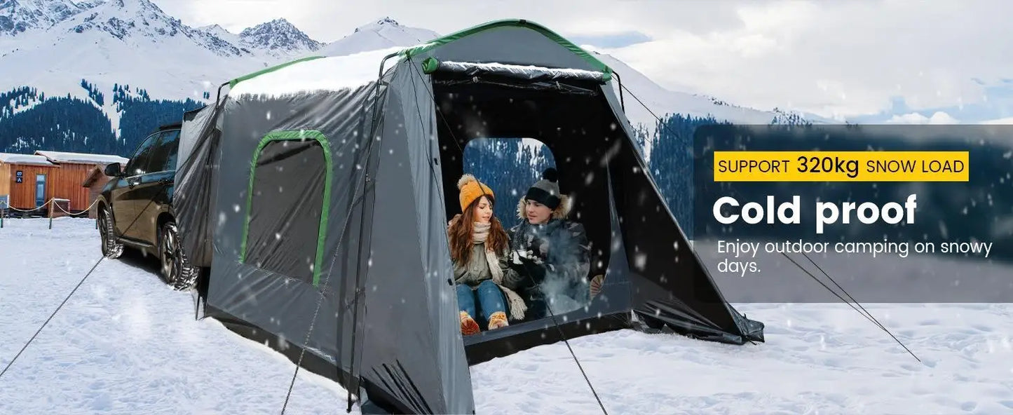 W_SUV Tent, 5-9 Person Rectangle Car Tent for Family, Waterproof & Windproof for Car Camping, Large Camping Tents with Storage