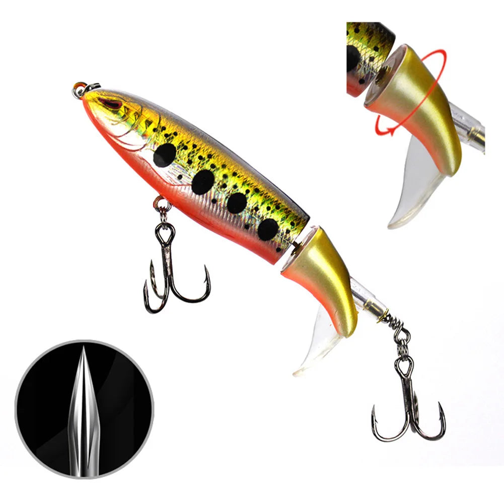 5pcs Whopper Popper Artificial Bait with Rotating Tail Crankbait Fishing Lures for Bass Pike Chub Fishing Accessories