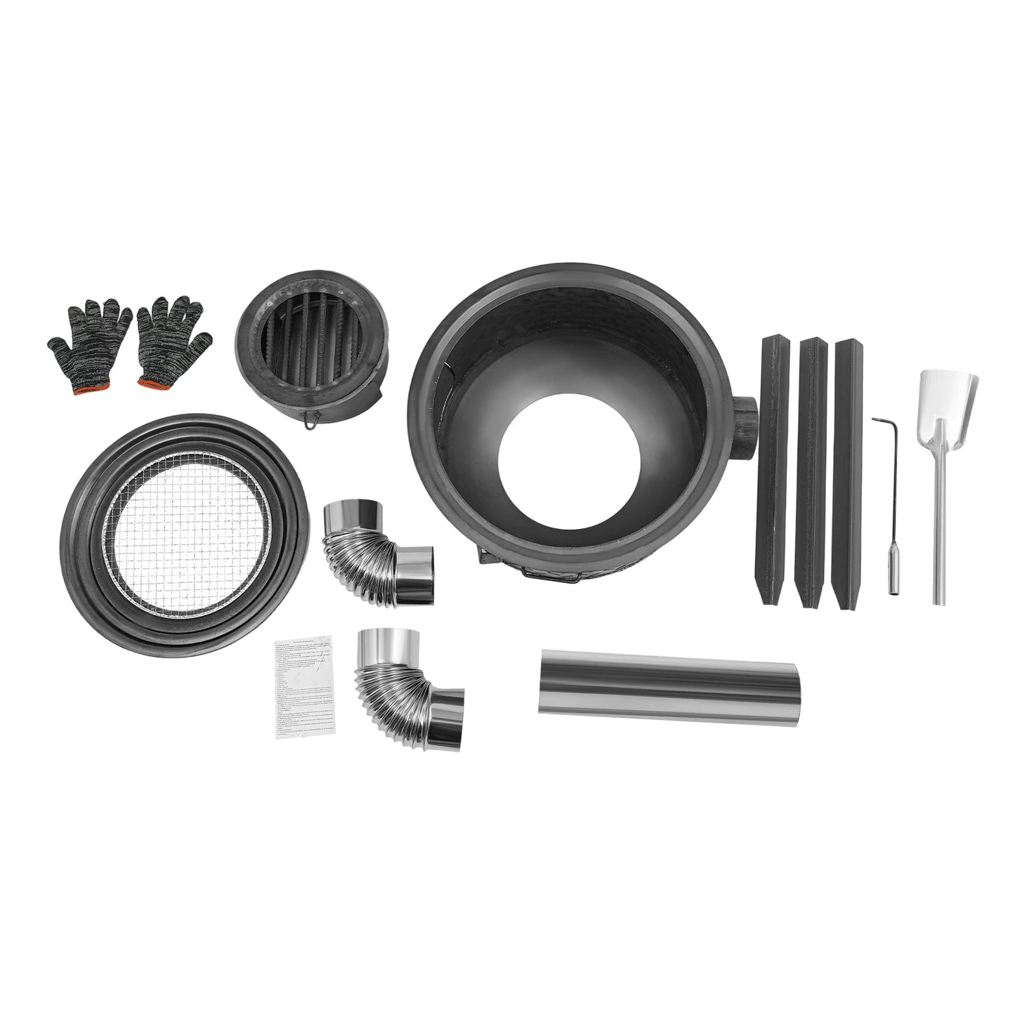 Wood Burning Stove with 3 Wok Rings Multifunction Camping Rocket Stove  for Outdoor Backyard Cooking