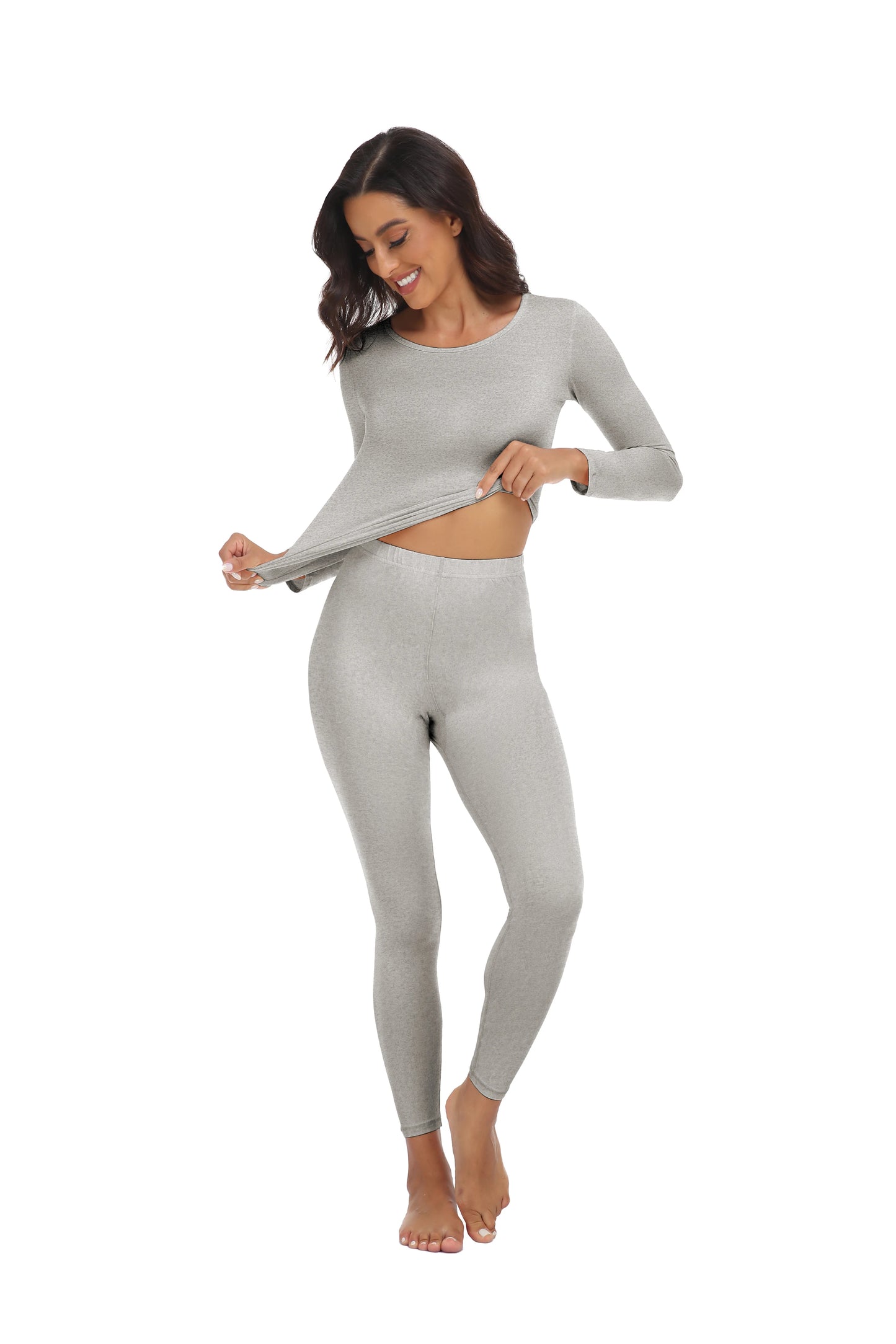 Women Thermal Underwear Set Long Johns Base Layer Set Warm Top Bottom for Winter Soft Round neck Lingerie Keep Warm Base Layer