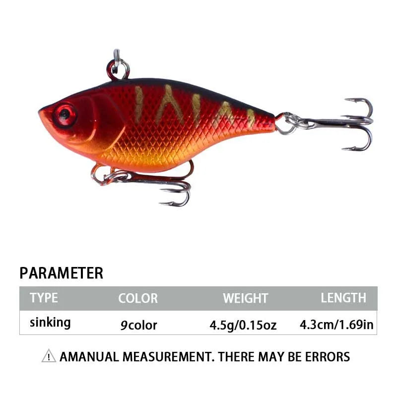 9Pcs Vibration Long Casting Sinking Fishing Lure VIB Winter Fishing Lipless Hard Bait For Pike Bass