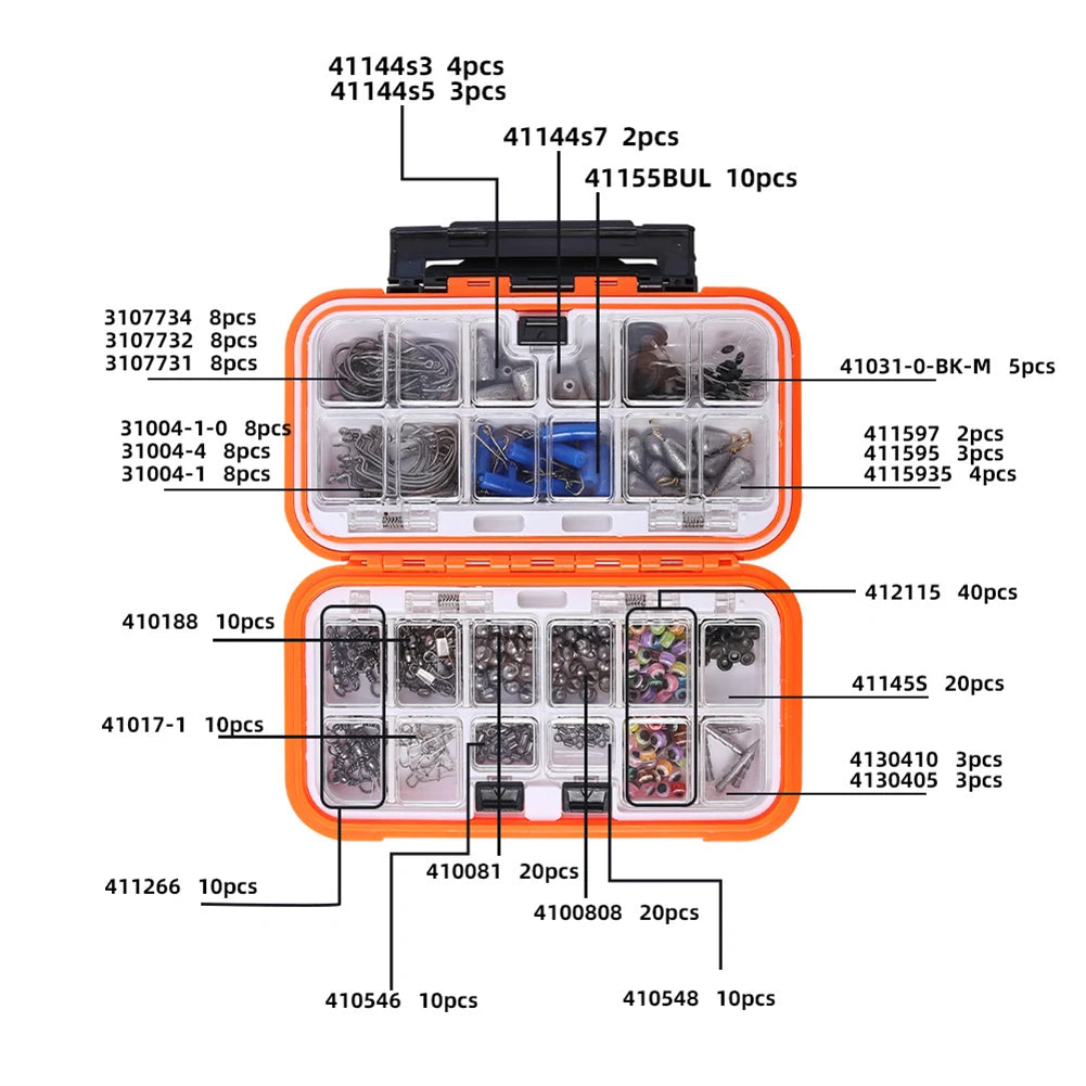 238pcs Fishing Tools Accessories Kit Set with Hooks Sinkers Swivels Outdoor Fishing Accessories Set Fishing Gifts for Men