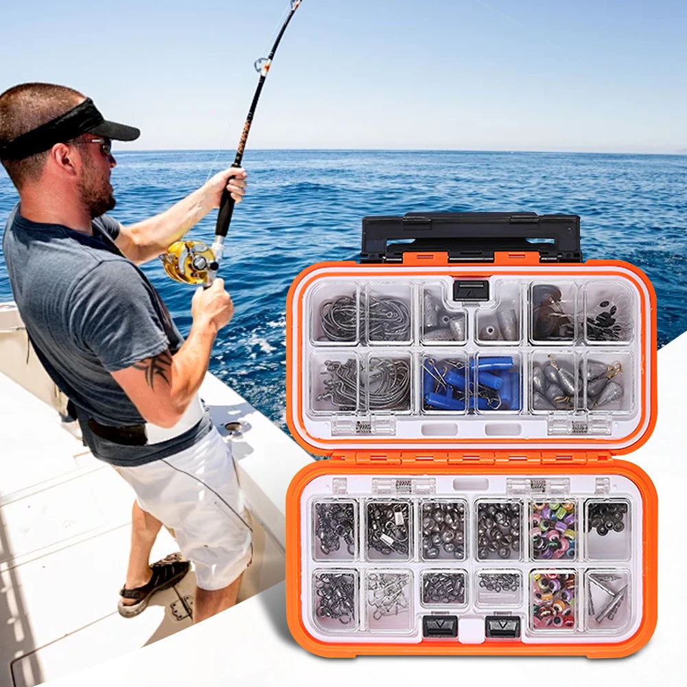 238pcs Fishing Tools Accessories Kit Set with Hooks Sinkers Swivels Outdoor Fishing Accessories Set Fishing Gifts for Men