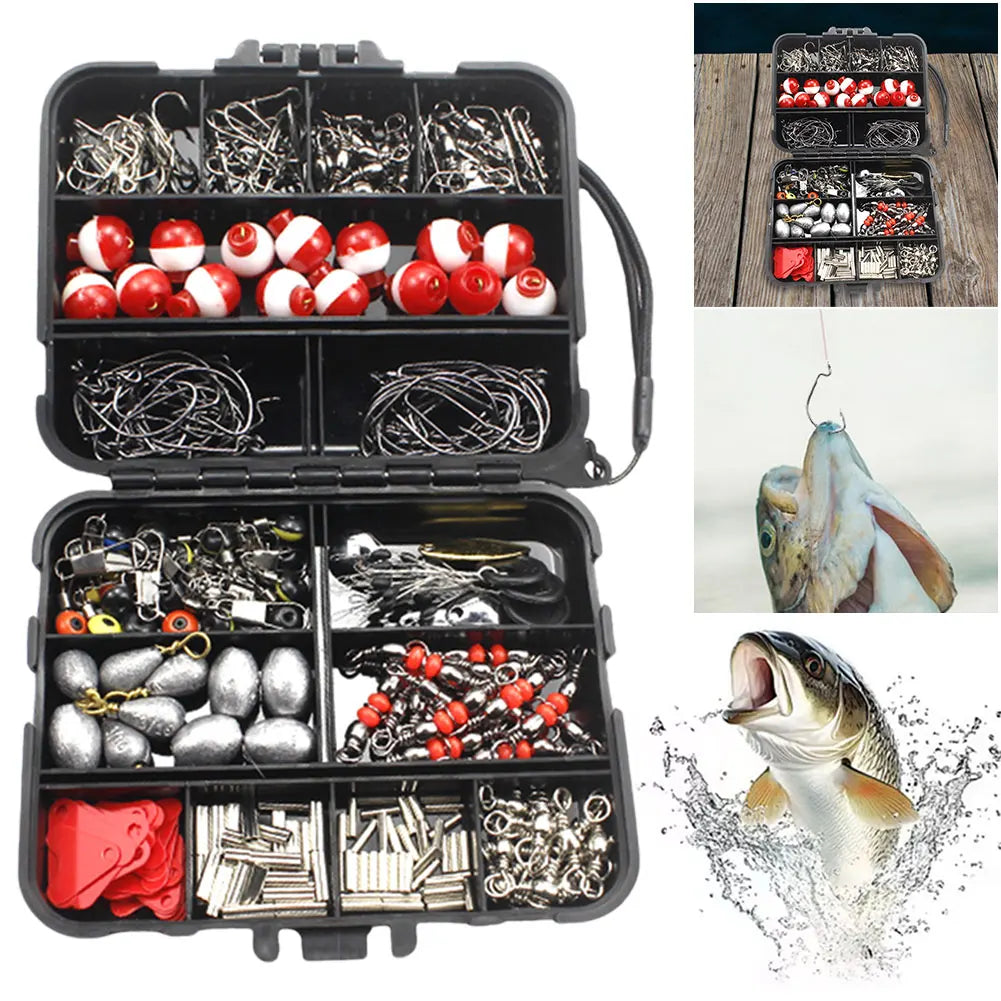 267pcs Fishing Tools Accessories Kit Set Including Box Fish Hooks Bait Parts Sinkers Fishing Gear Set Fishing Gifts for Men
