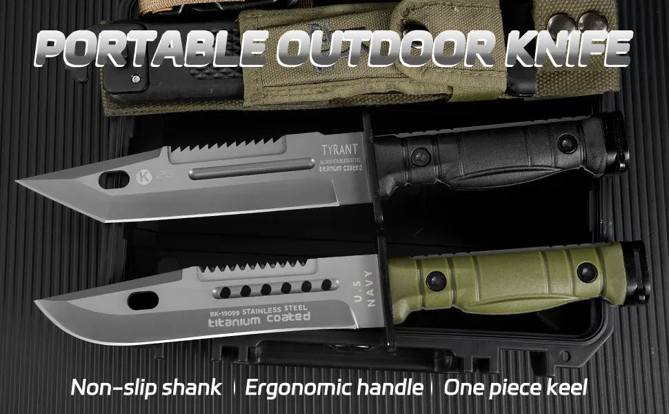 Straight Knife Tactical 7CR17MOV Steel Blade Sharp Durable ABS Handle for Jungle Camping Hunting Outdoor Survival Self-defense