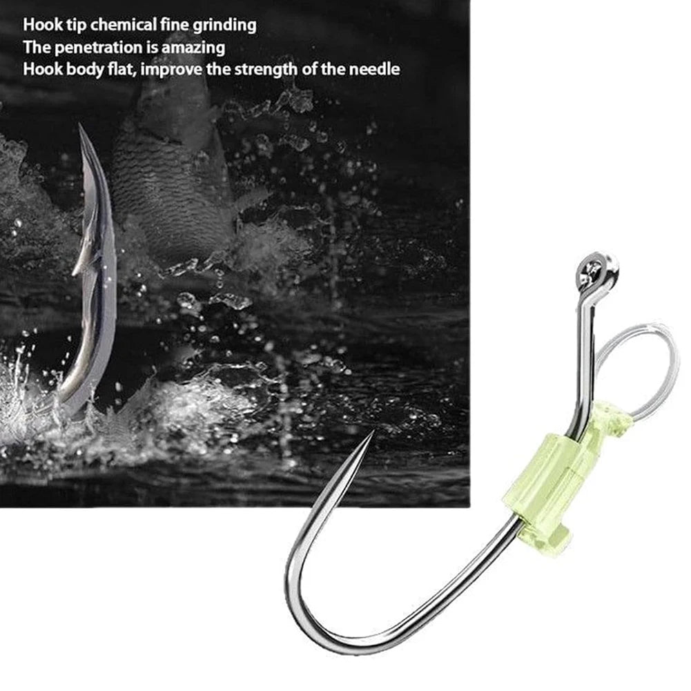 10pcs Luminous Live Shrimp Fixing Hook Metal Barbed Fishhook Catfish Bass Fishing Hook