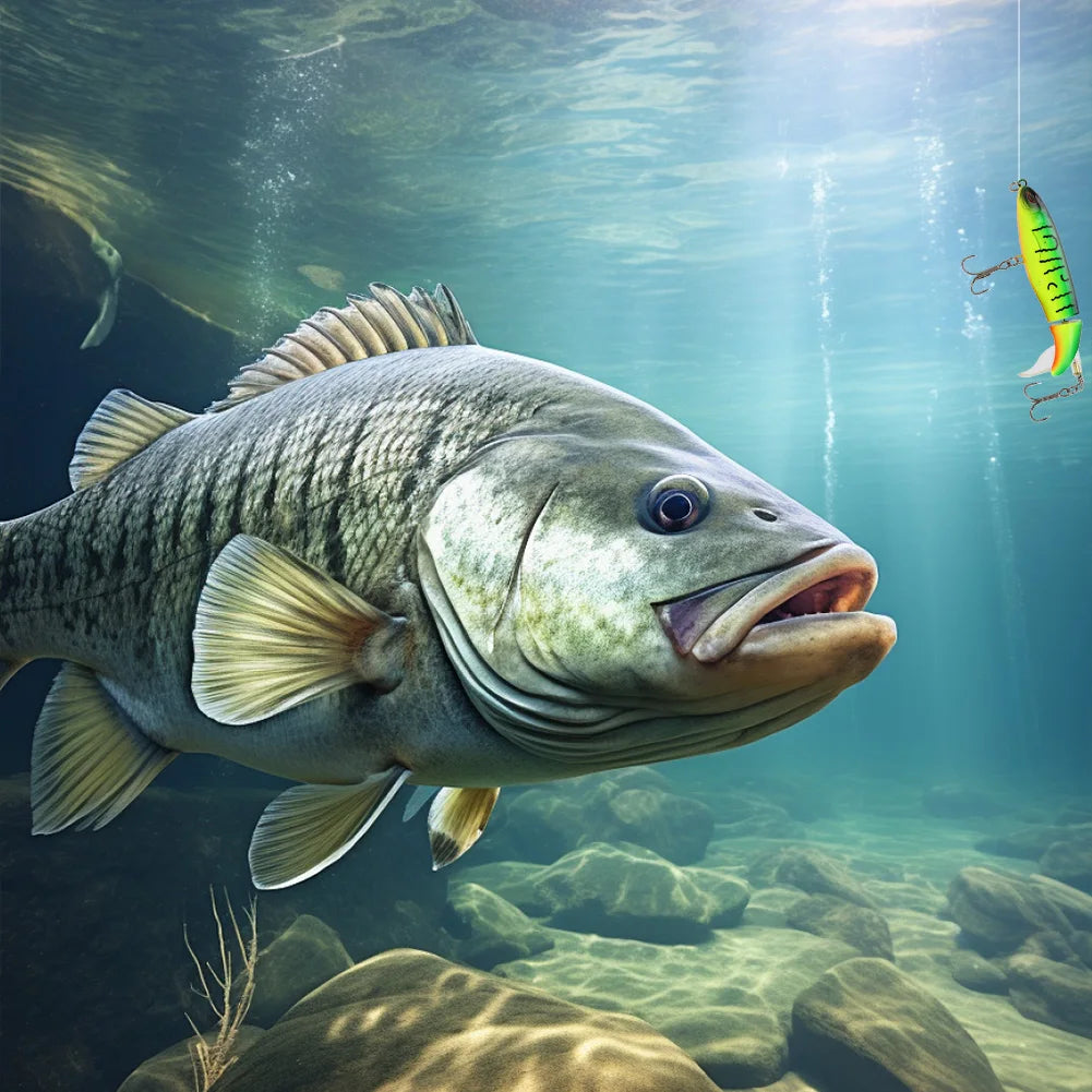 5pcs Whopper Popper Artificial Bait with Rotating Tail Crankbait Fishing Lures for Bass Pike Chub Fishing Accessories