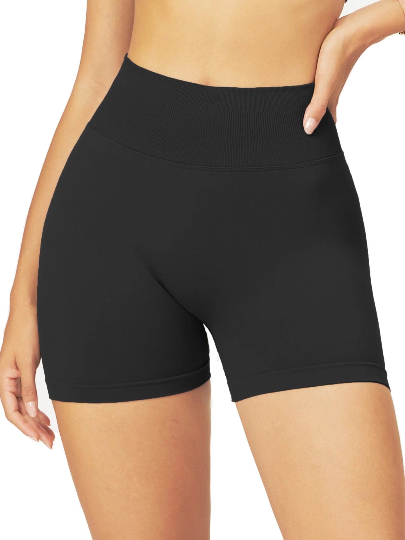 Seamless Fitness Shorts Women's Summer Thin Stretch High Waist Hip Yoga Shorts Sports Running Breathable Quick Drying Training P