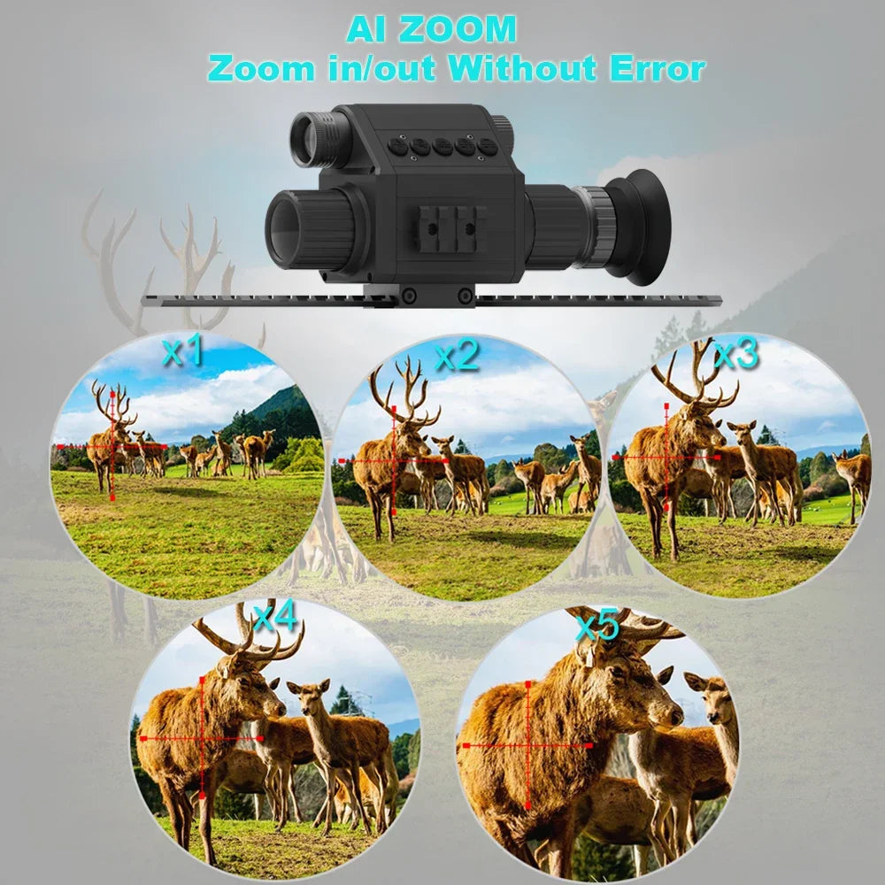 Digital Night Vision Riflescope 940nm IR Scope Sight Monocular 5X Zoom HD 1080P Video Photo 300m Night Vision for Hunting