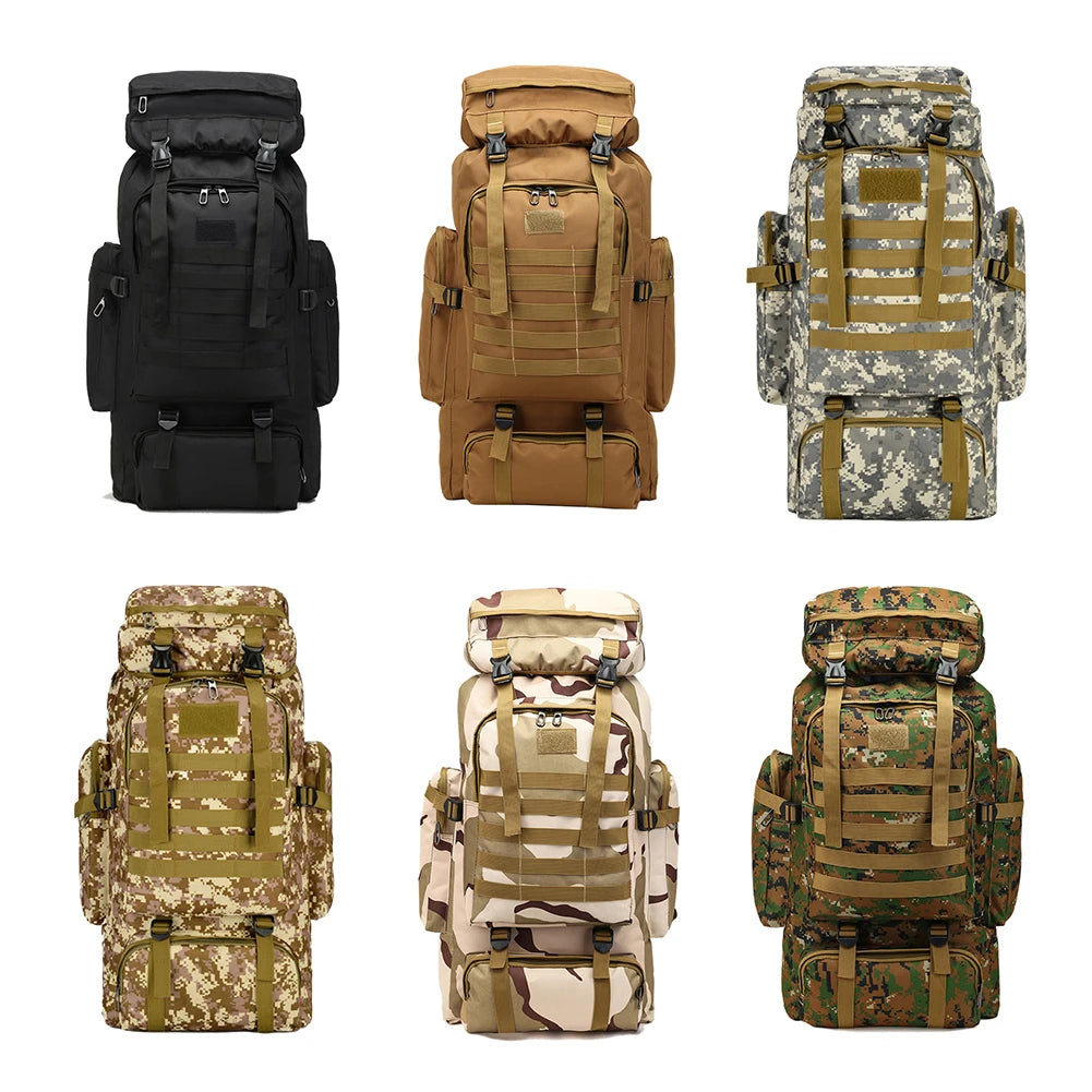 80L/600D Hiking Camping Backpack Mountaineering Bag Climb Bag Tactical Backpacks arge Backpack Waterproof Climbing Rucksack