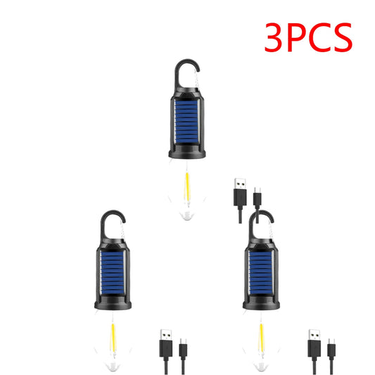 2-5PCS Solar Powered LED Lighting Lantern USB Charging Outdoor Tent Light Waterproof BBQ Atmosphere Light for Outdoor Camping