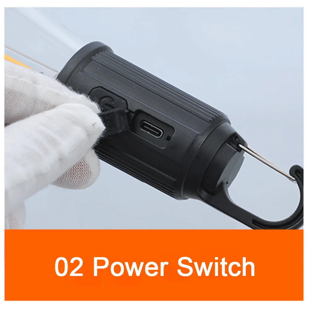 LED Camping Lamp with Hook 400mAh Outdoor Camping Hanging Lamp Waterproof Type C Charging Hanging Tent Lights for Hiking Fishing