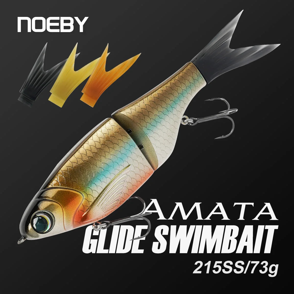 Noeby Amata Glide Swimbait Soft Lure 215mm 73g Slow Sinking Silicone Wobblers for Pike Bass Shad Glide Swimbait Fishing Lures