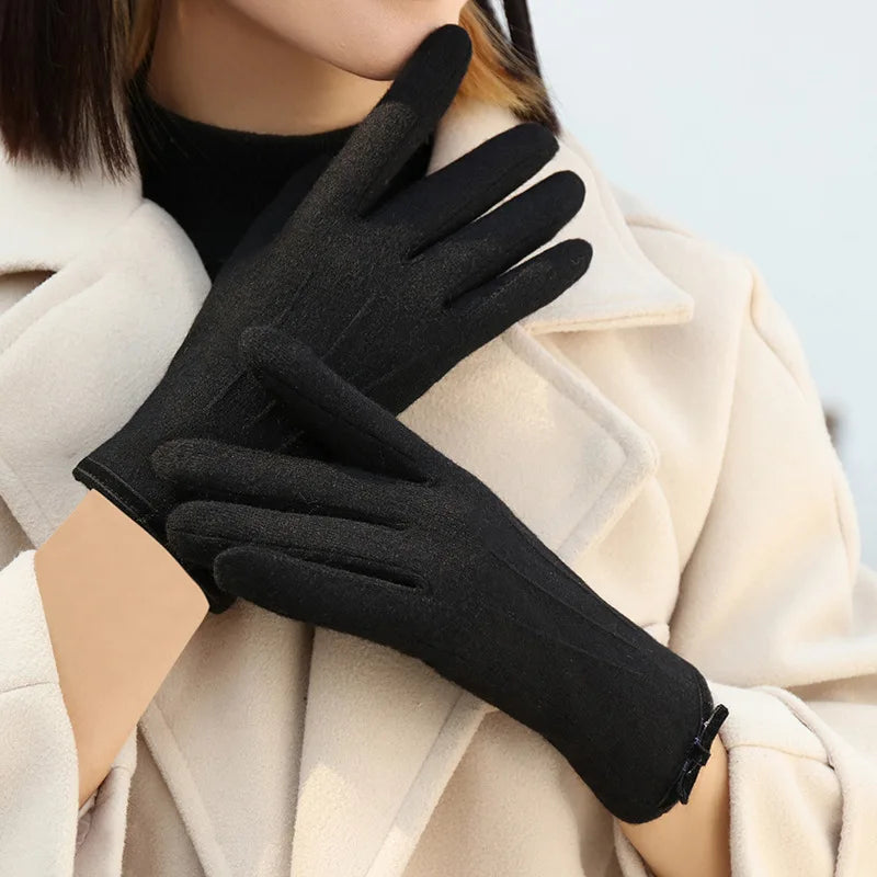 New Winter Women Keep Warm Touch Screen Elegant Simple Cashmere Gloves High Quality Elasticity Thickened Soft