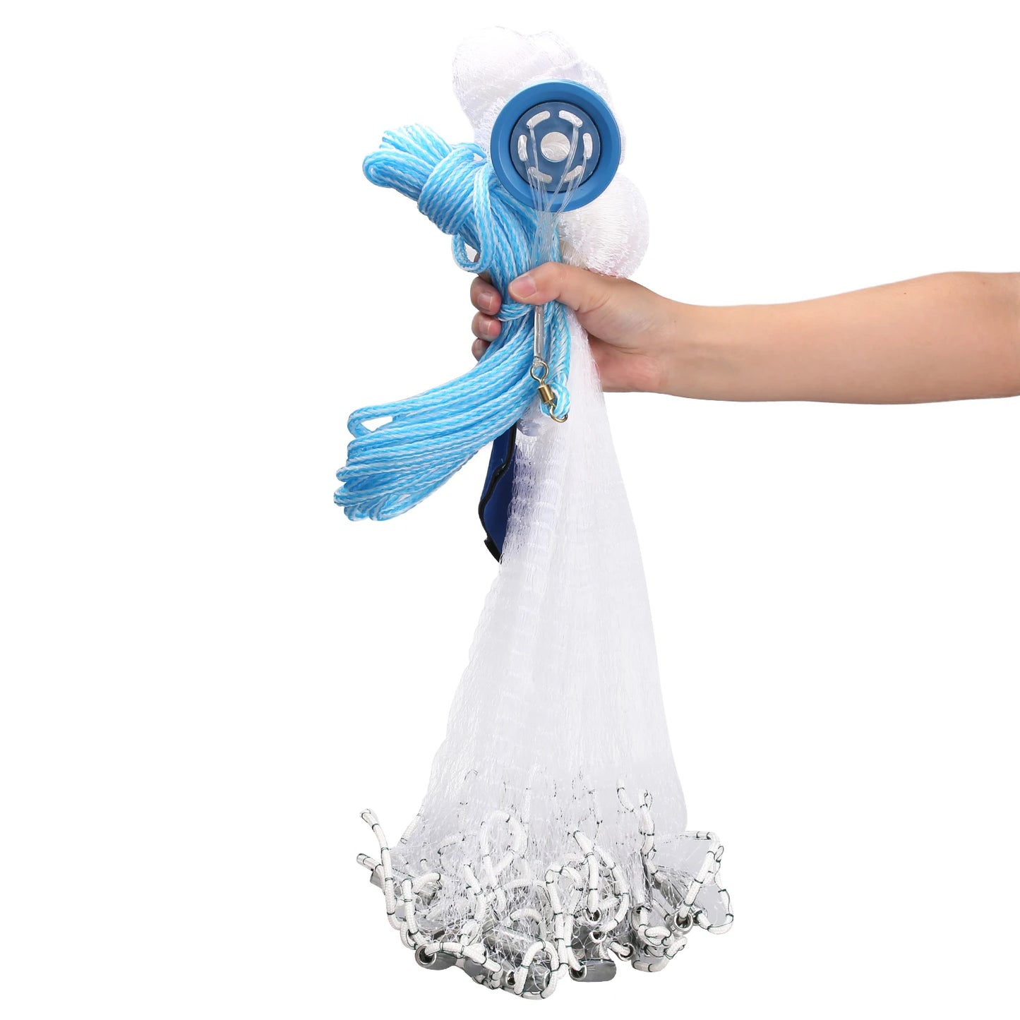 Cast Net 4Ft-8FT Radius Bait Net for Fishing Small Mesh Throw Cast Net Premium Fishing Nets for Saltwater with Aluminum Sinker