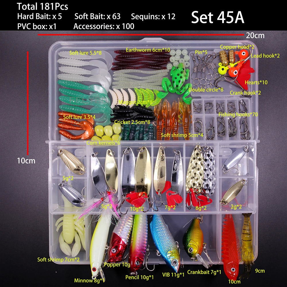 Big Mixed Fishing Lure Set Soft Hard Bait Kit Artificial Bionic Minnow Swing Metal Jig Spoon Fishing Tackle Pesca,12 Sets Option