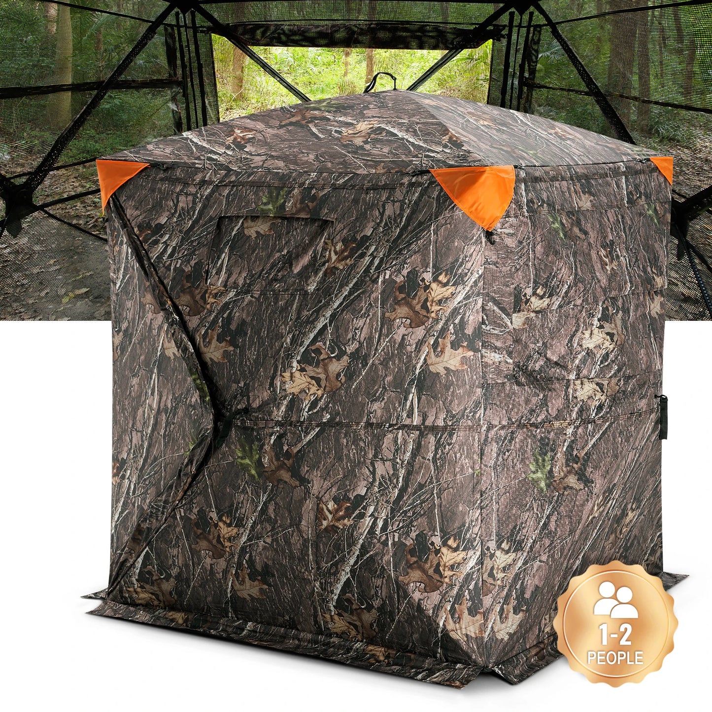 SucceBuy Hunting Blind  270° See Through Ground Blind 1-2 Person for Hunting  See Through Mesh for Turkey and Deer Hunting