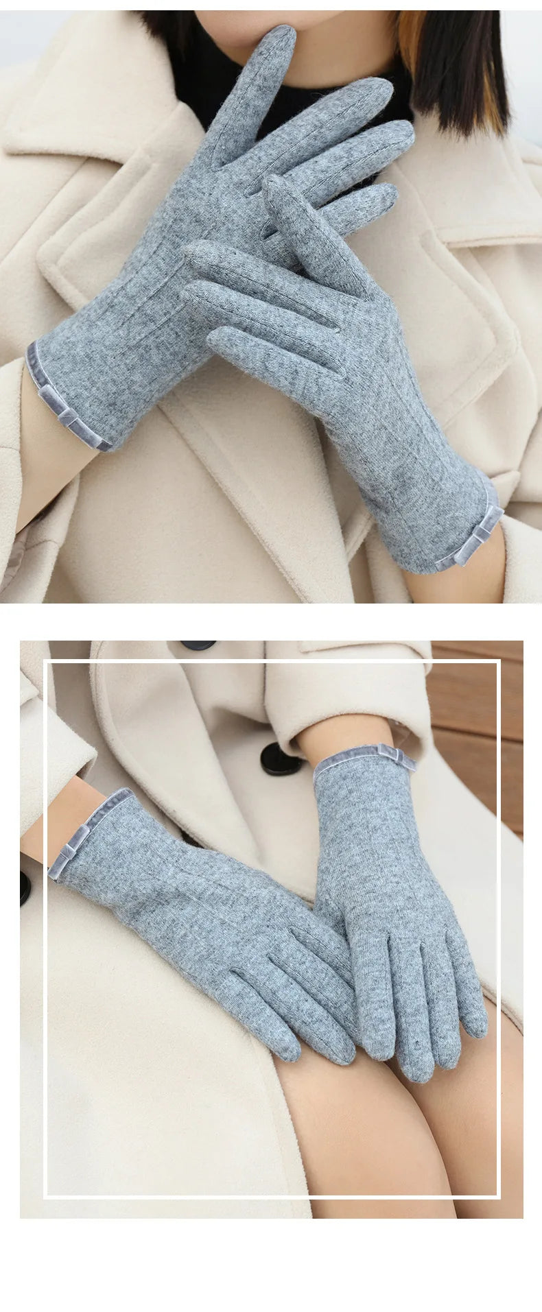New Winter Women Keep Warm Touch Screen Elegant Simple Cashmere Gloves High Quality Elasticity Thickened Soft