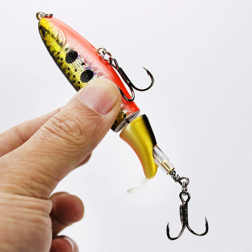 5pcs Whopper Popper Artificial Bait with Rotating Tail Crankbait Fishing Lures for Bass Pike Chub Fishing Accessories