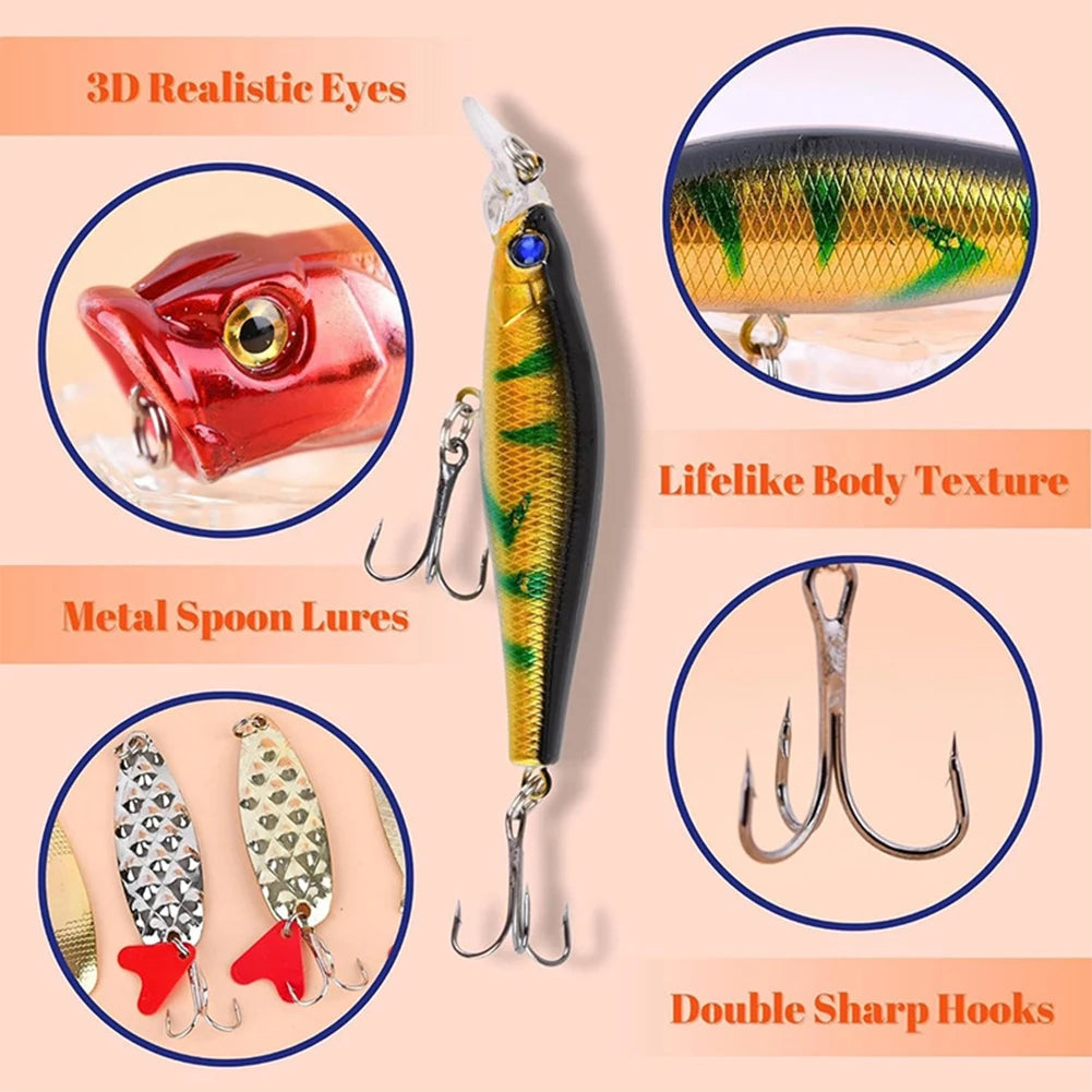 Christmas Fishing Lures Advent Calendar Creative Fishing Lures Set Calendar Box Festival Theme Xmas Surprise Gift for Fisher