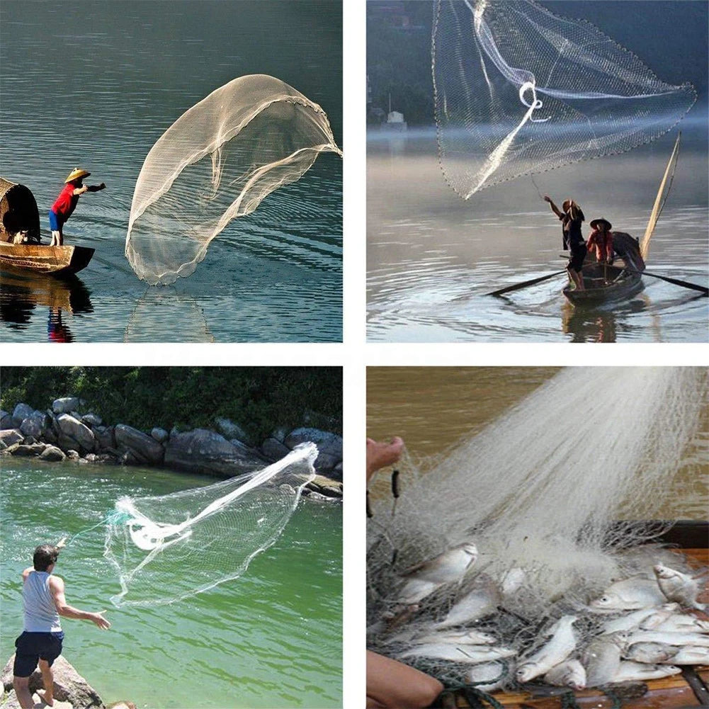 Fish Net Portable Hand Cast Fishing Net Universal Fishing Throw Catch Net Easy Casting Fishing Mesh Net Fishing Supplies