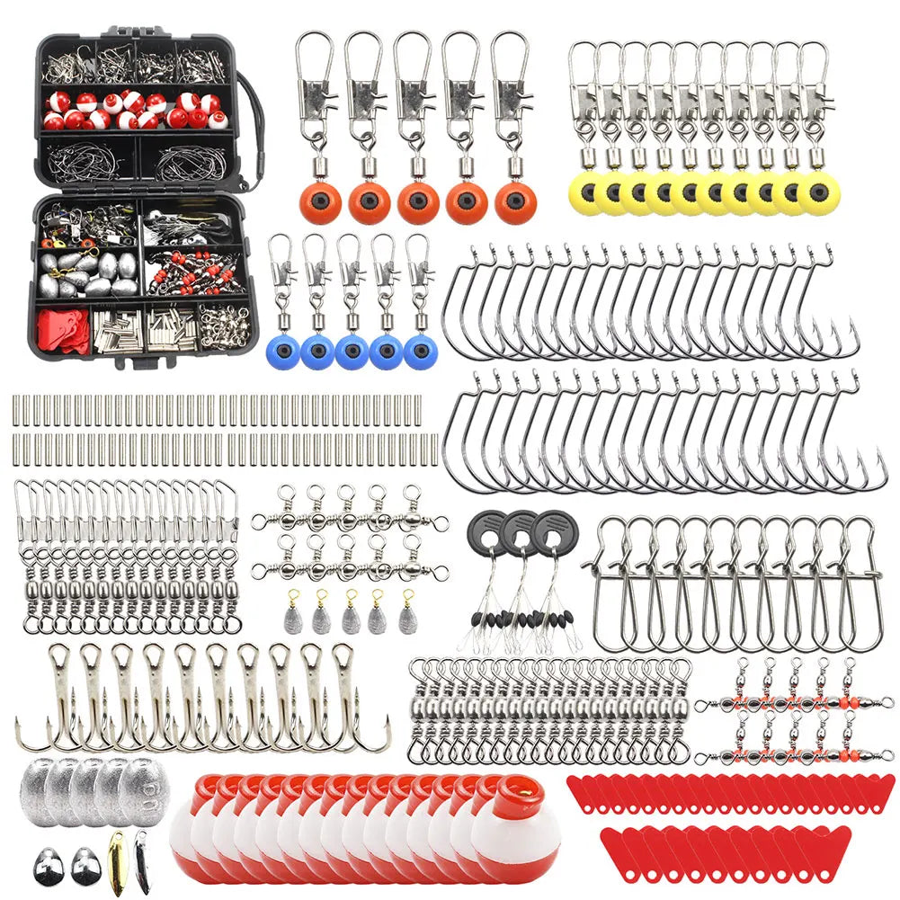 267pcs Fishing Tools Accessories Kit Set Including Box Fish Hooks Bait Parts Sinkers Fishing Gear Set Fishing Gifts for Men