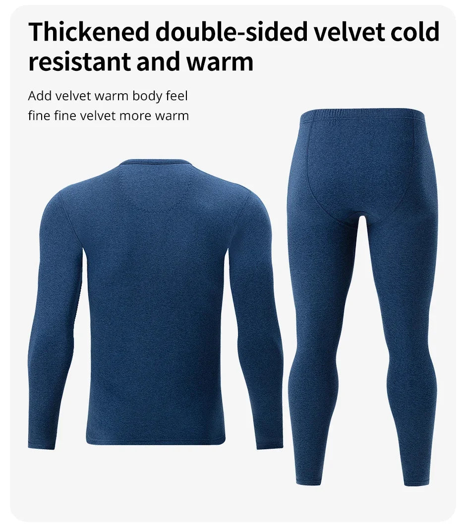 2-Piece Men's Fashion Autumn Clothes And Long-sleeved Trousers Set For Teenagers' Thermal Underwear At The End Of Autumn And Win