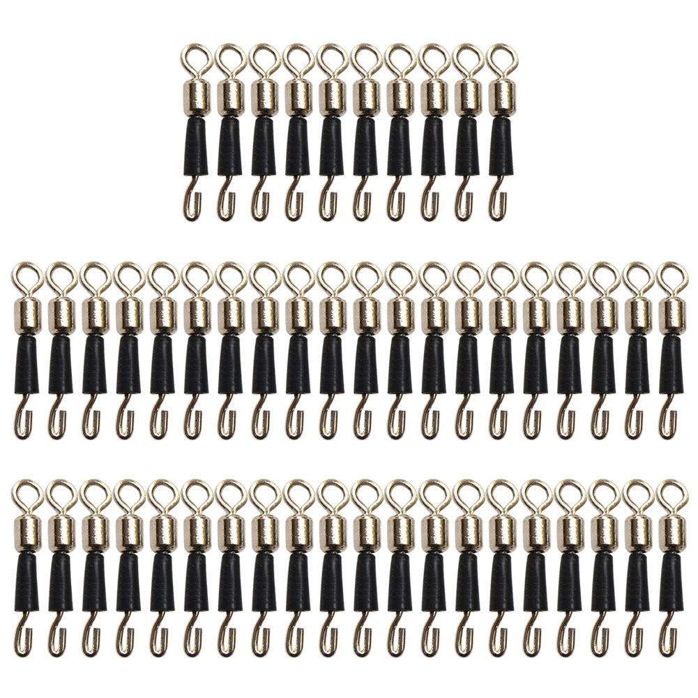 50pcs Fishing Barrel Bearing Rolling Swivel Solid Ring Professional Quick Fast Link Hook Connector for Fisherman Accassories