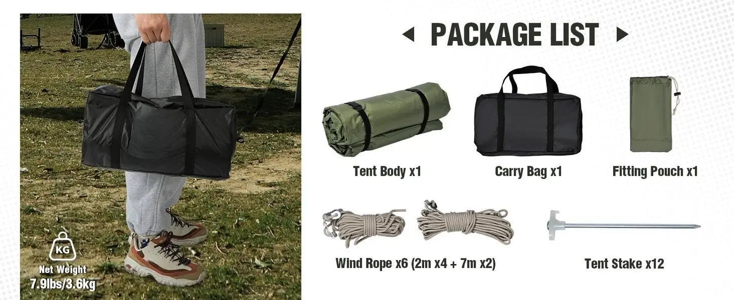 Bug Tents for Camping, Portable Screen House for Hammock with Mosquito Netting, 6 Windropes & 12 Stakes, Screen Tent for