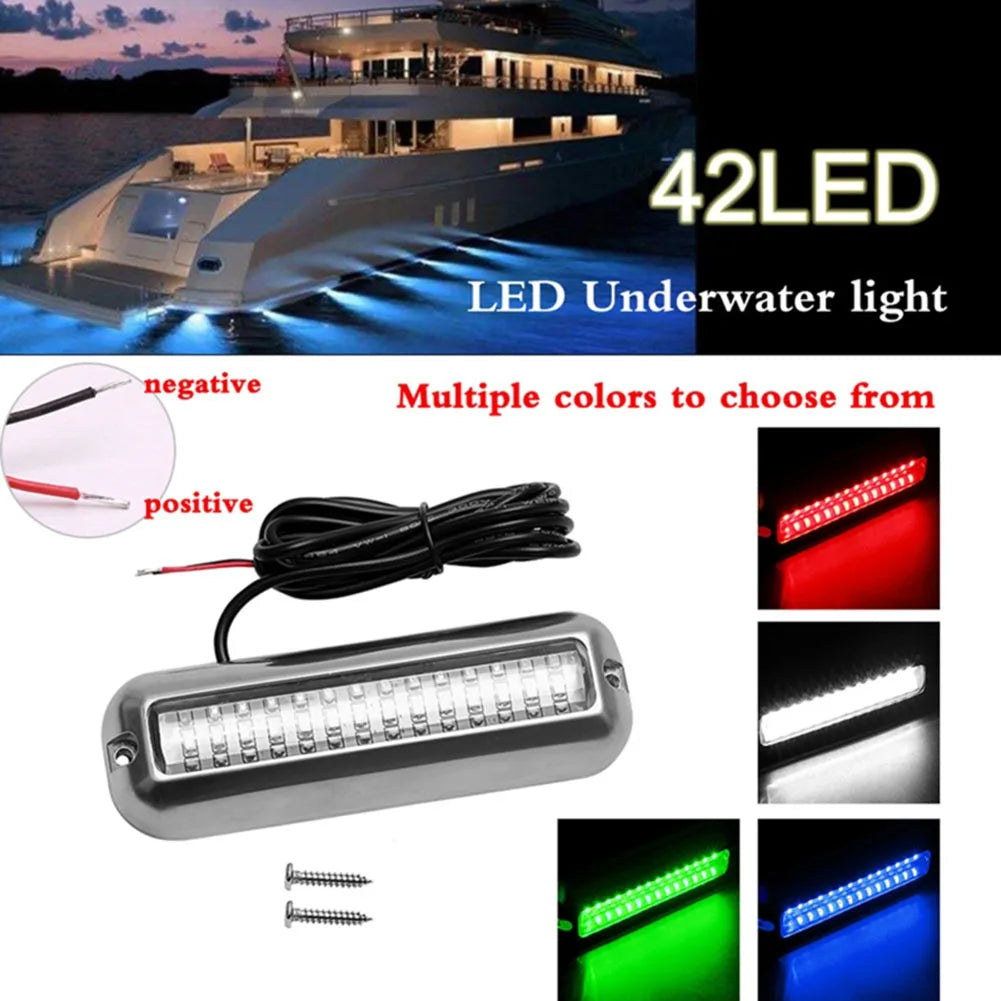 1/2Pcs 42LED Yacht Underwater Light Stainless Steel Marine Navigation Light IP68 Waterproof Marine Boat Lamp Yacht Accessories